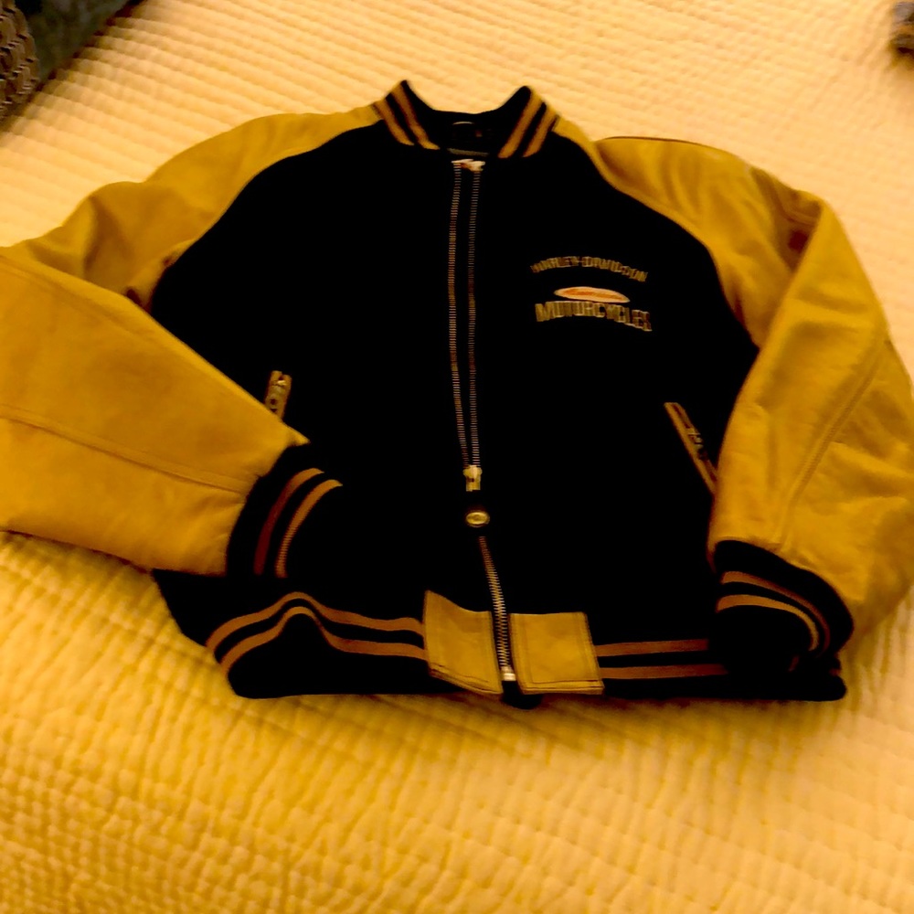Vintage Harley Davidson wool and leather jacket